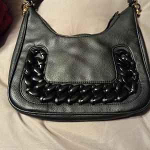 Black Leather Like Shoulder Bag